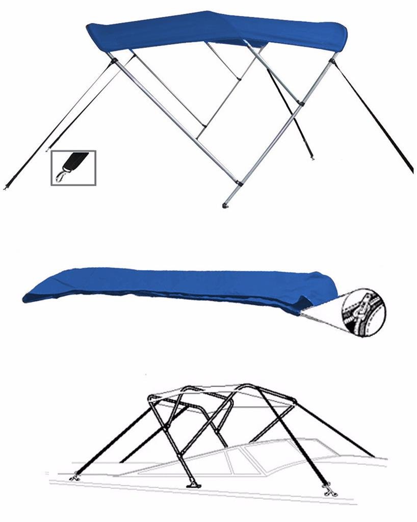 Buy SBUCV 7 oz Blue 3 Bow Round Tube Boat Bimini TOP Sunshade for WAR Eagle 761 BLUEHAWK W