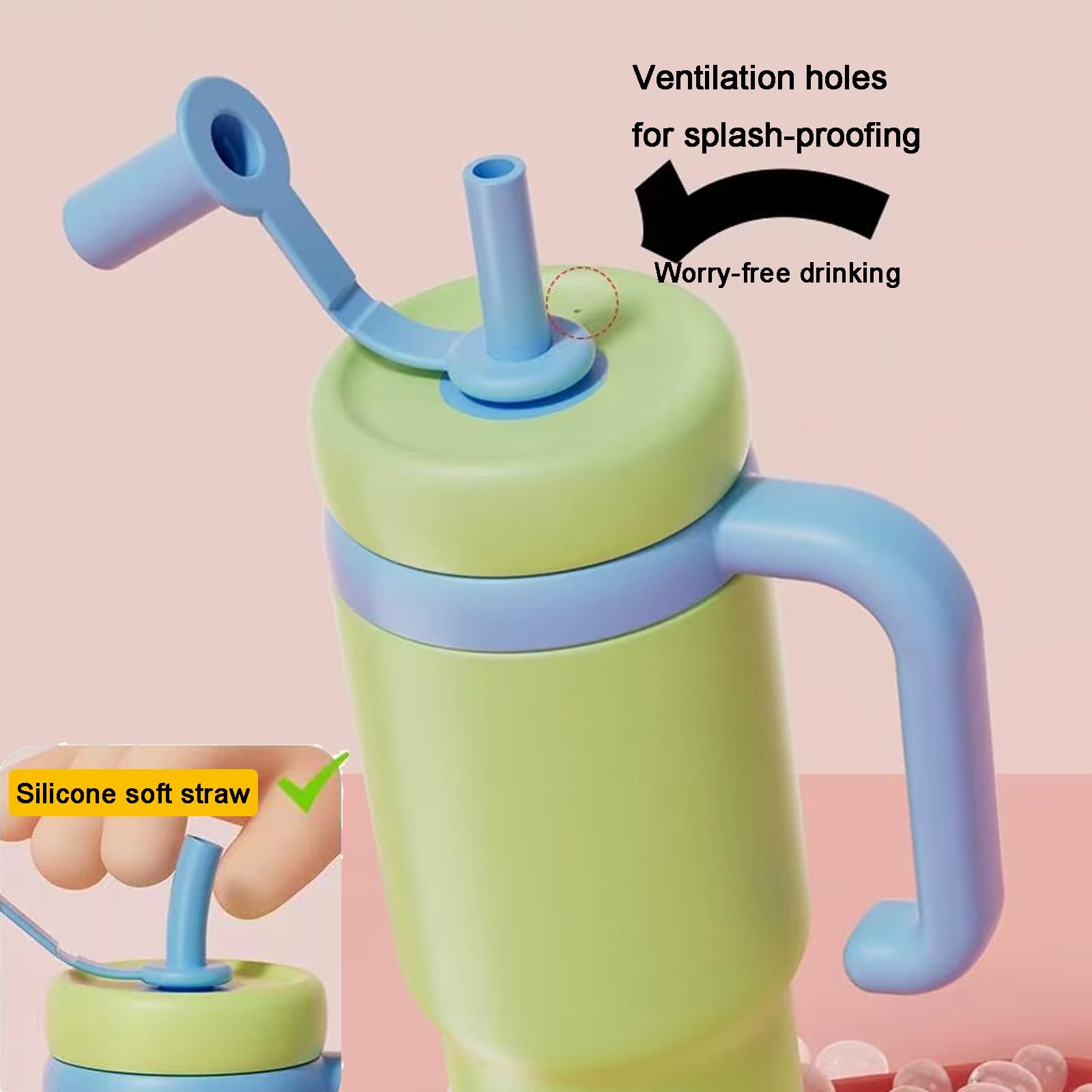24oz stainless steel whale fountain tumbler,springbrunnen trinkflasche kinder,drinking cup with whale squirt,fountain water bottle,with Fun Fountain Effect,Two Lids,Spill-Proof,Dishwasher Safe (pink)