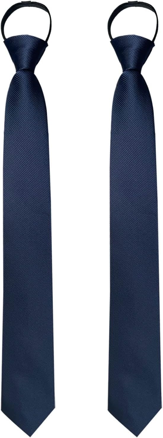 – TERRIFI Men's Pretied Adjustable Tie Solid Color 3.15'' Zipper Ties Neckties, refer to Wedding, Business, Graduation and School(Set of 2)