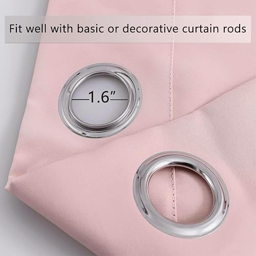 Miniatura 4 de MANGATA CASA Cortinas opacas rosas con ojales, 2 paneles para dormitorio, cortinas de ventana para sala de estar, cortinas térmicas oscuras (rosa,