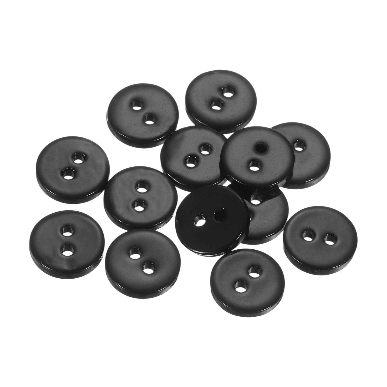 sourcing map 25Pcs Natural Shell Button, 2 Hole 10mm Round Flat Mother of Pearl Buttons for Shirt Coats Suits Jacket Jeans Skirts DIY Sewing Crafts, Black