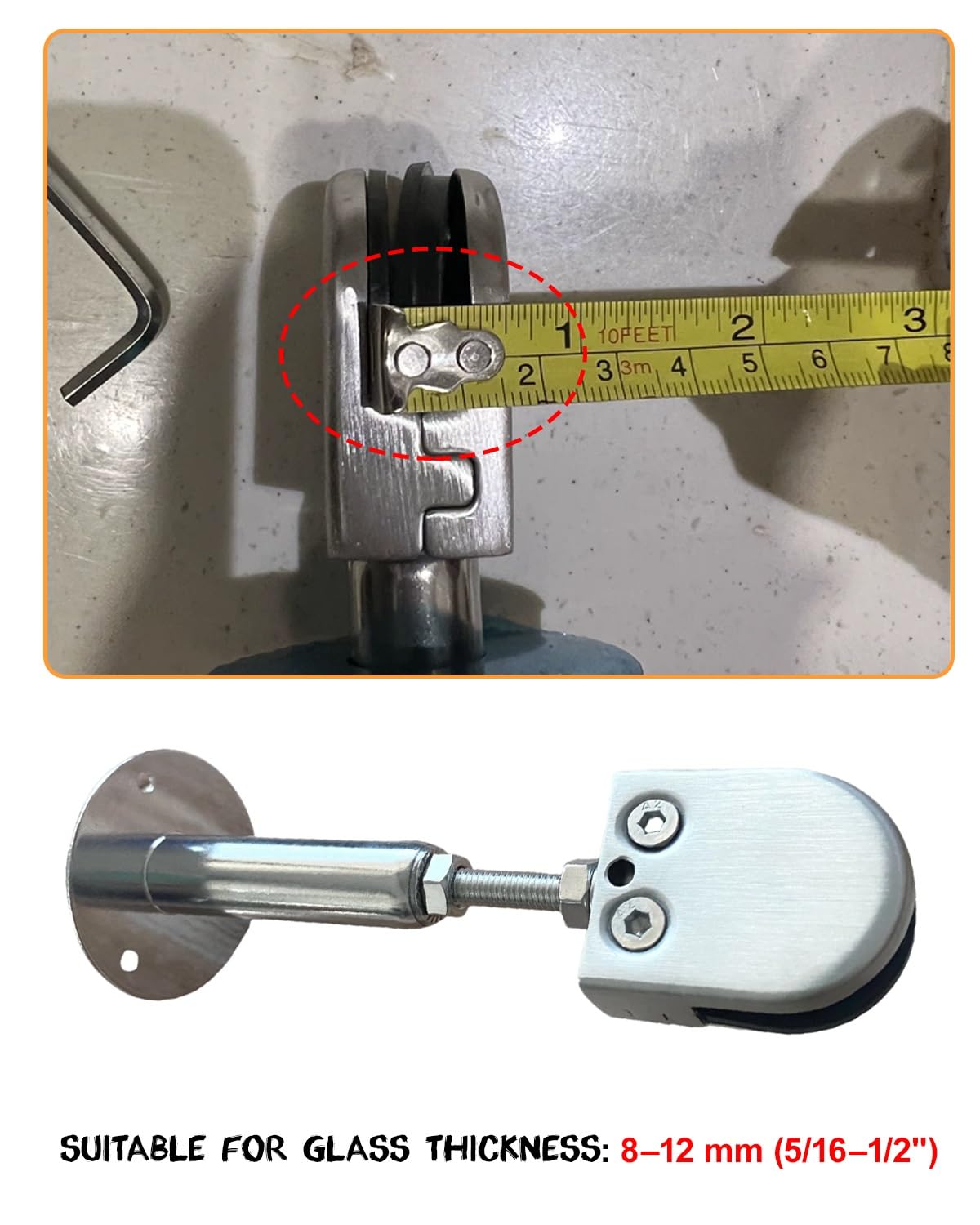 Estabilizador de Ducha Brazo de Soporte Telescópico para Mampara de Ducha, Barra Vitrificada.