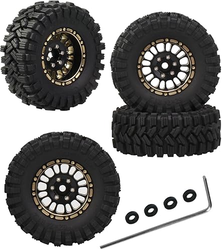 Rc Ruedas de 1.2 pulgadas para 118 124 Trx4m Axial SCX24 FMSFCX24, RC Crawler Car 4 piezas (1.2 pulgadas) Ruedas Neumáticos, Negro
