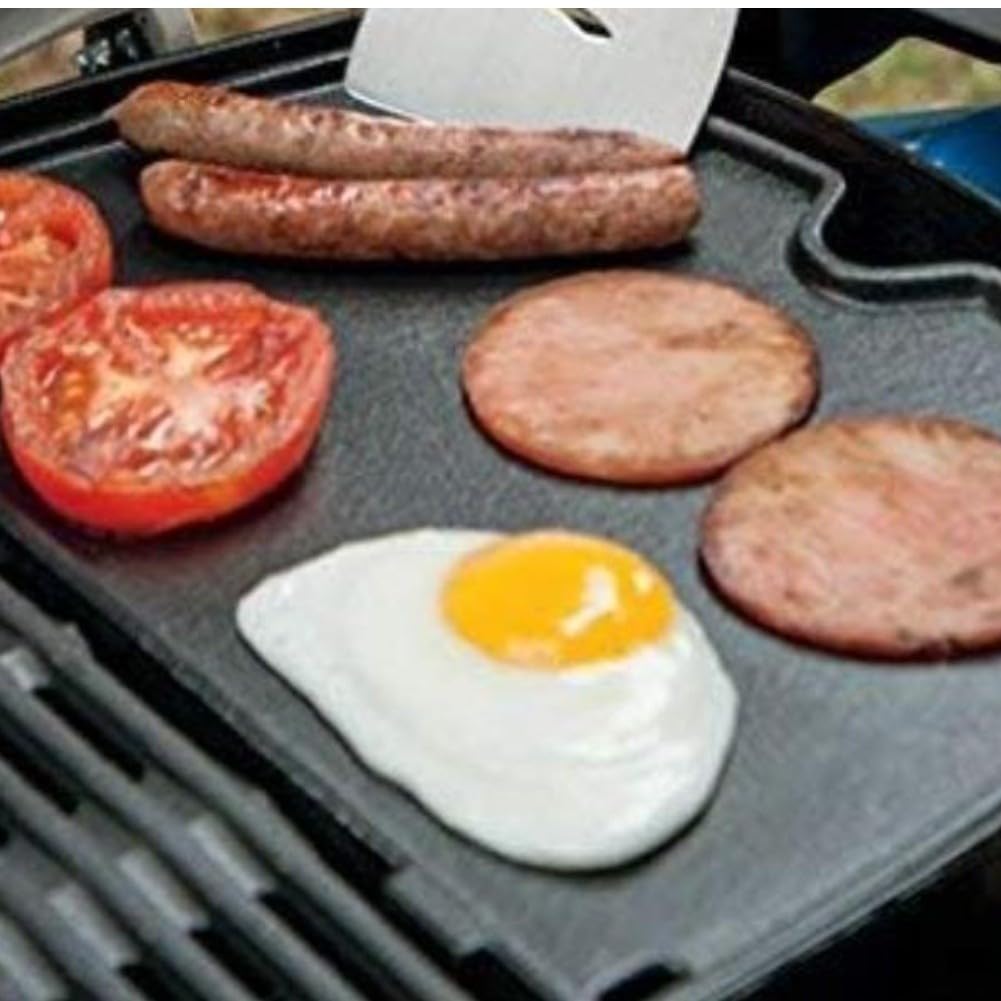 Piastra di cottura in ghisa, per griglie Weber Q100 Q1000 Q1200 Q1400, piastra antiaderente smaltata, con bordi rialzati, ricambio per barbecue, parte 6558, 32,5 x 24 x 3,5 cm