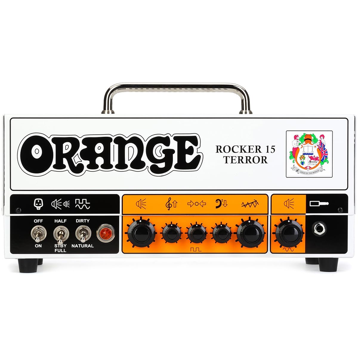 Amplificador Cabezal para Guitarra Orange Rocker 15 Terror | Cabezal de tubo de 15 W con diseño de 2 canales y escala de potencia para práctica, grabación y rendimiento