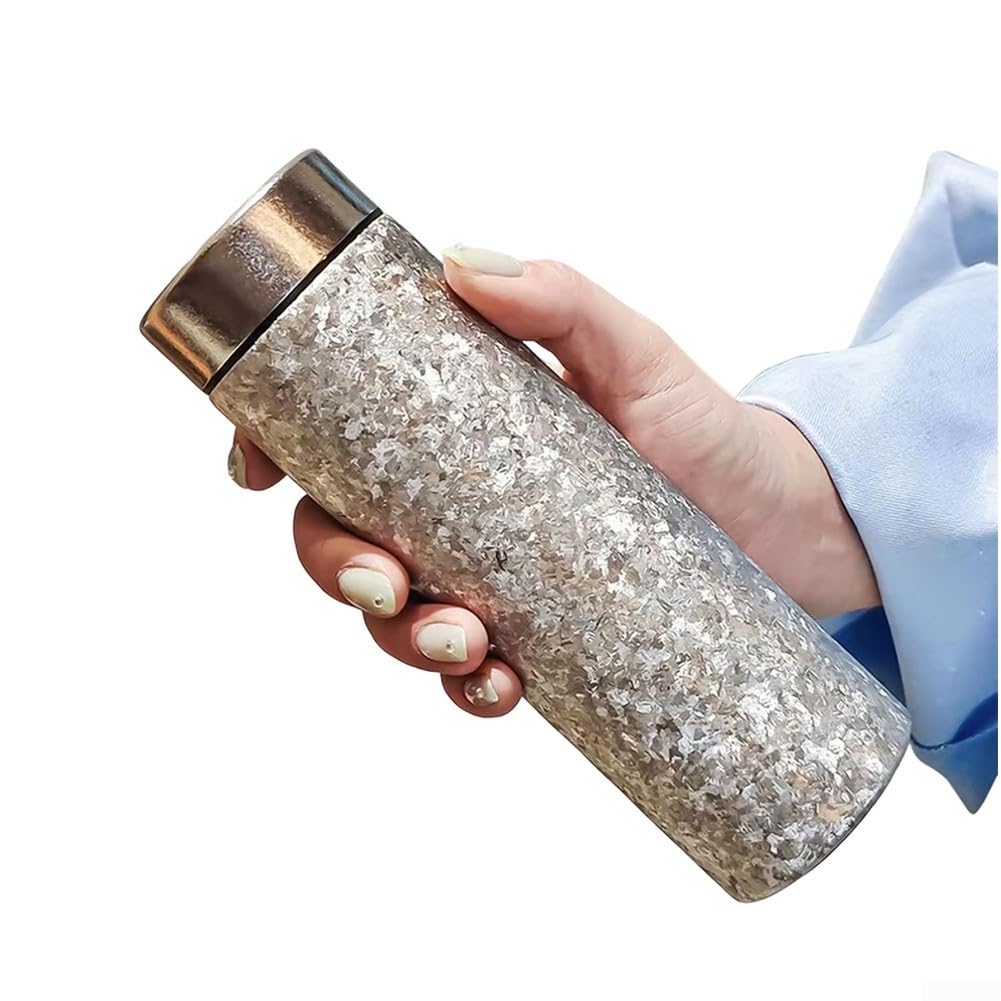 Reisebecher, 300 ml, doppelwandig, reines Titan für längere Warm- und Kaltgetränke, leichte Konstruktion (300 ml, Silber)