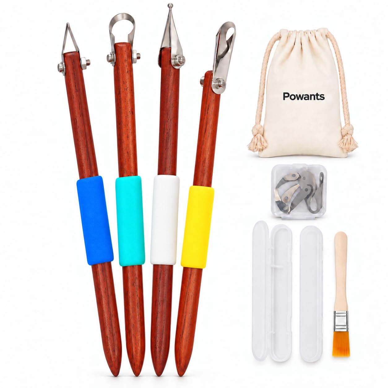 Pottery Carving Tools, 4-Piece Sgraffito Set with Hard Maple Handles