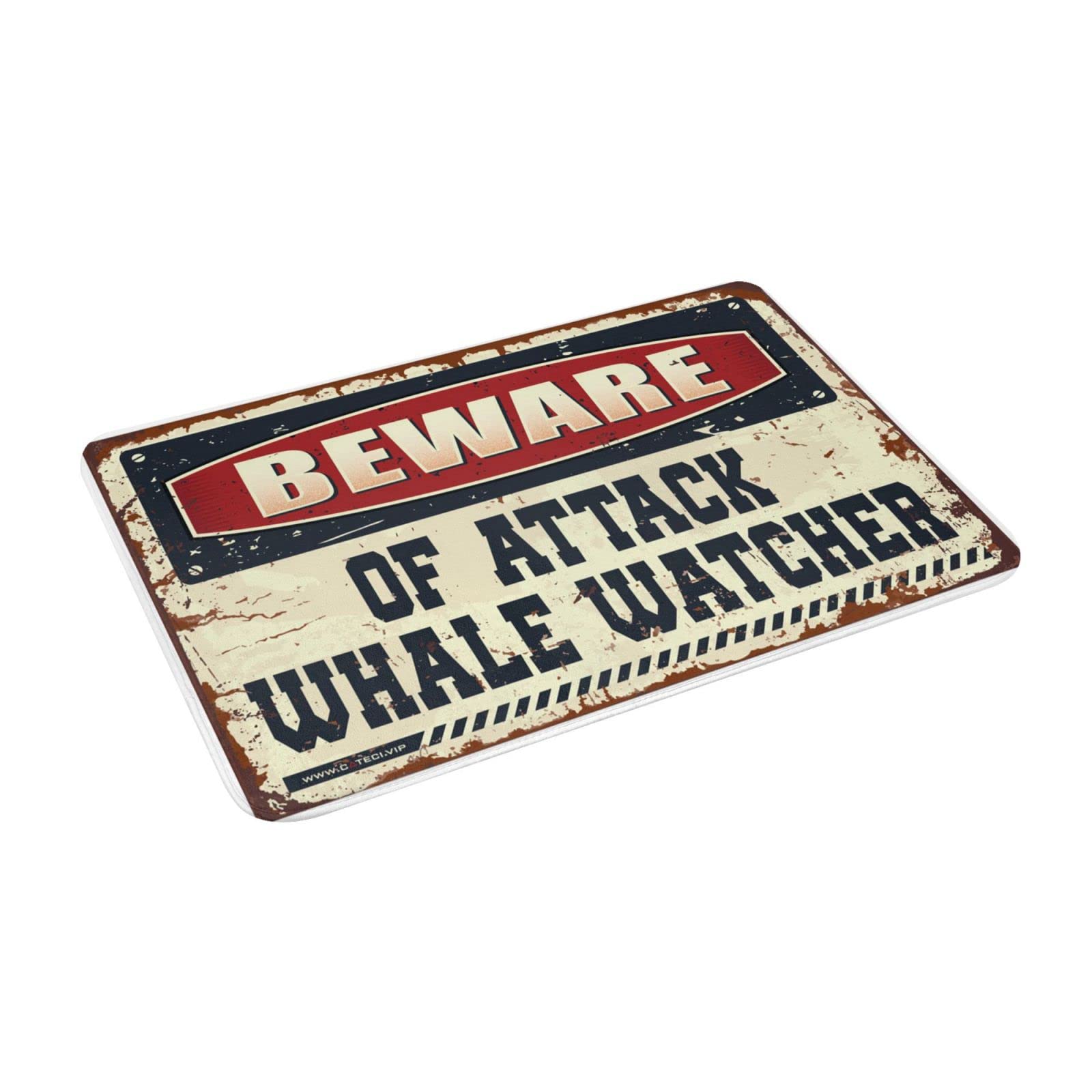 Dsoluuing Zerbino per porta d'ingresso con scritta "Beware of Attack Whale Watcher", tappetino di benvenuto per porta d'ingresso (dimensioni: 65 x 90 cm)