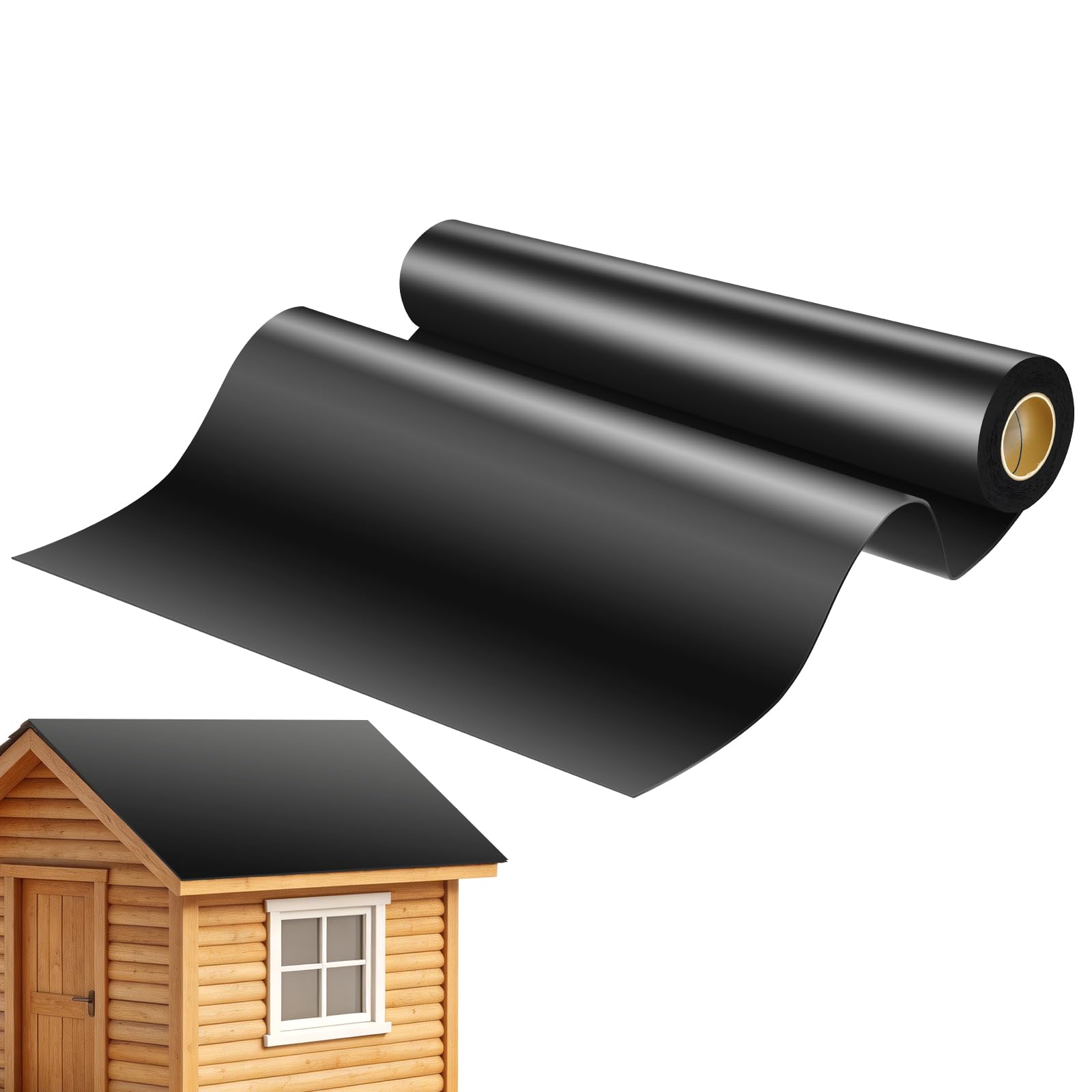 1 x 5M Dachfolie Aluminium, 5㎡ Bitumenkleber Selbstklebend Dachbahn für Gartenhäuser, Carports und Schuppen,– UV Beständig & Wasserdicht (Schwarz)