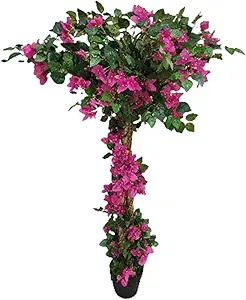 Garveehome 6ft Bougainvillea Artificial Tree, Fake Bougainvillea Tree with Flowers in Plastic Pot Front Porch Plants for Office House Living Room Home Decor Housewarming Gift 185cm