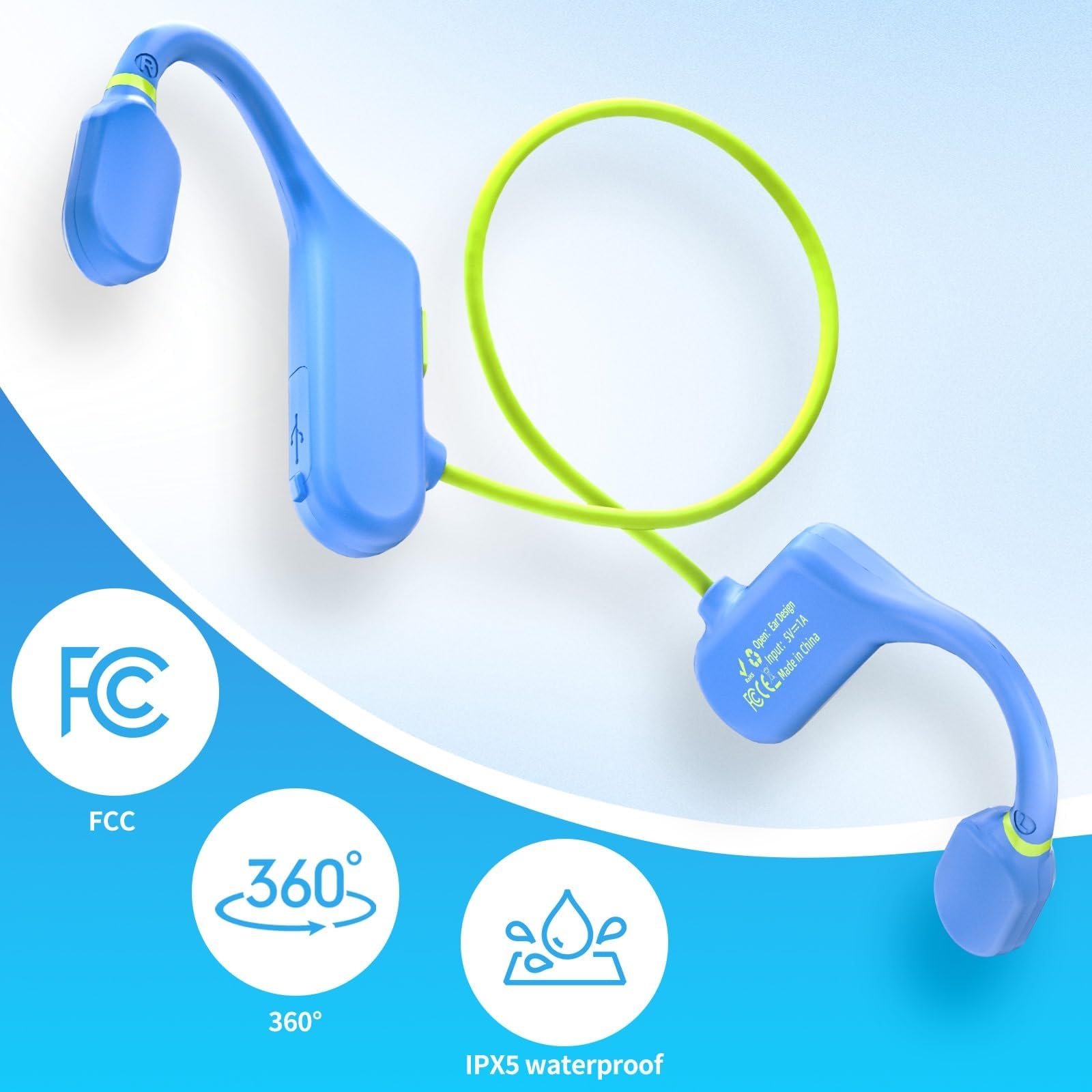 Auriculares para niños de oído abierto con volumen seguro de 85 dB, auriculares inalámbricos Bluetooth con protección para niños, auriculares de conducción de aire con micrófono para niños y niñas,