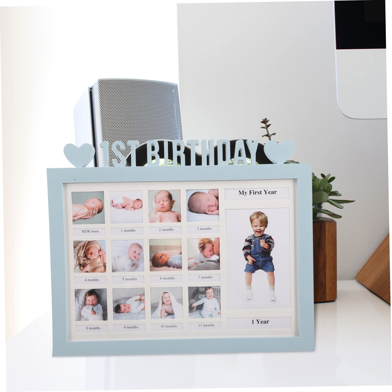 UPKOCH Marco de Fotos para Bebés Plástico Que Almacena y Exhibe 12 Fotos Adecuado para Adorno de Escritorio en Dormitorio o Mesa
