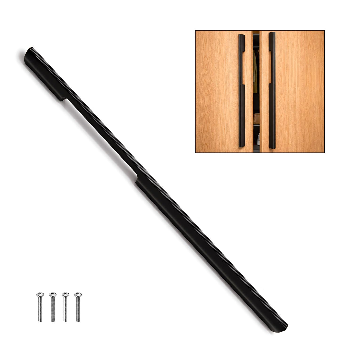 Volo Wardrobe and Cabinet Pull Handle – Versatile Handles for Wardrobes, Drawers, Sliding Closets, and Doors in Kitchens, Offices, and Bedrooms (SAC-35) (Glossy Black, 450MM (18 Inch)) Pack of 1 Piece-image-35