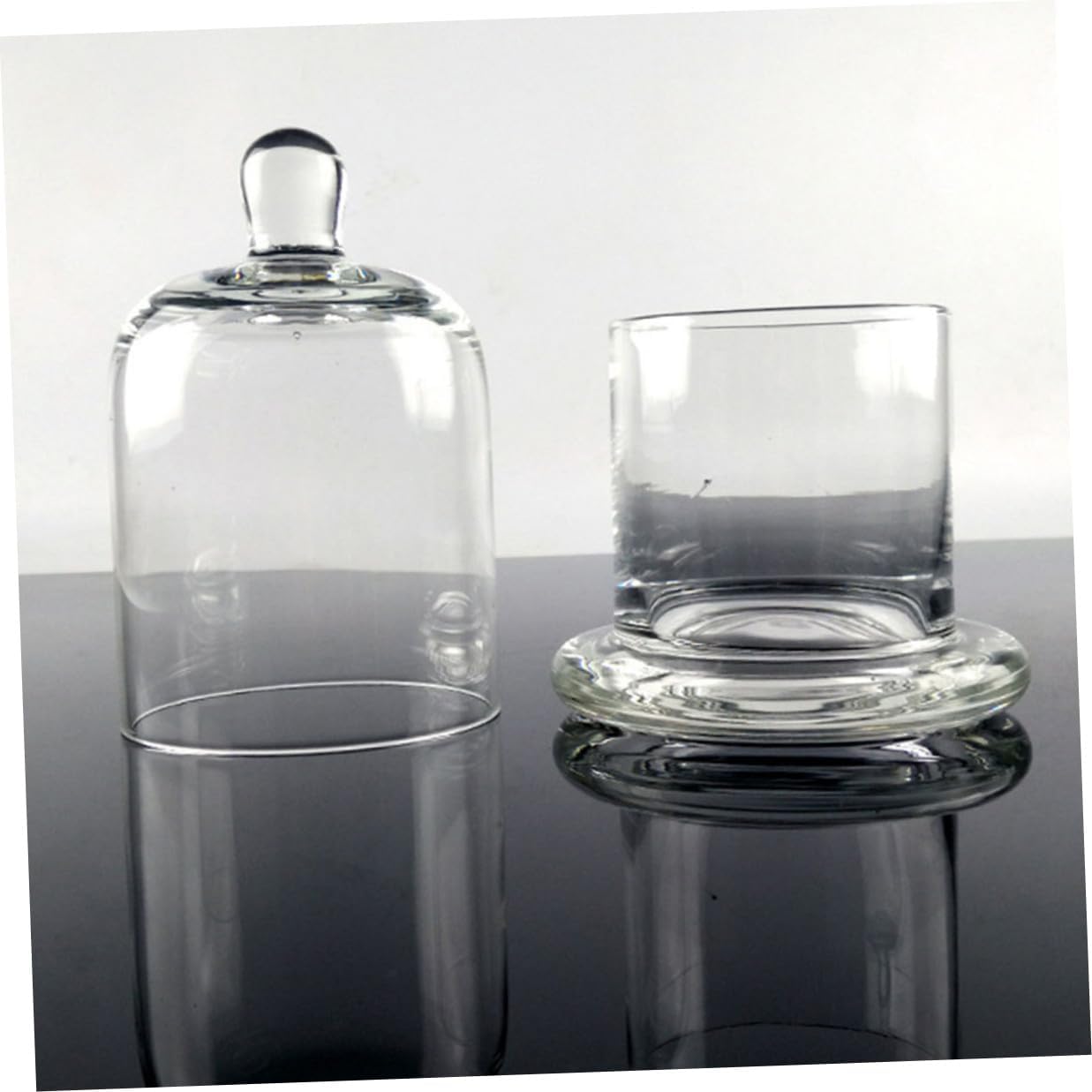 Glass Bell Jar Candle Holder Set, 15.8cm Decorative Candlestick for Home and Wedding, 2pcs Festival Candle Cup Ornament