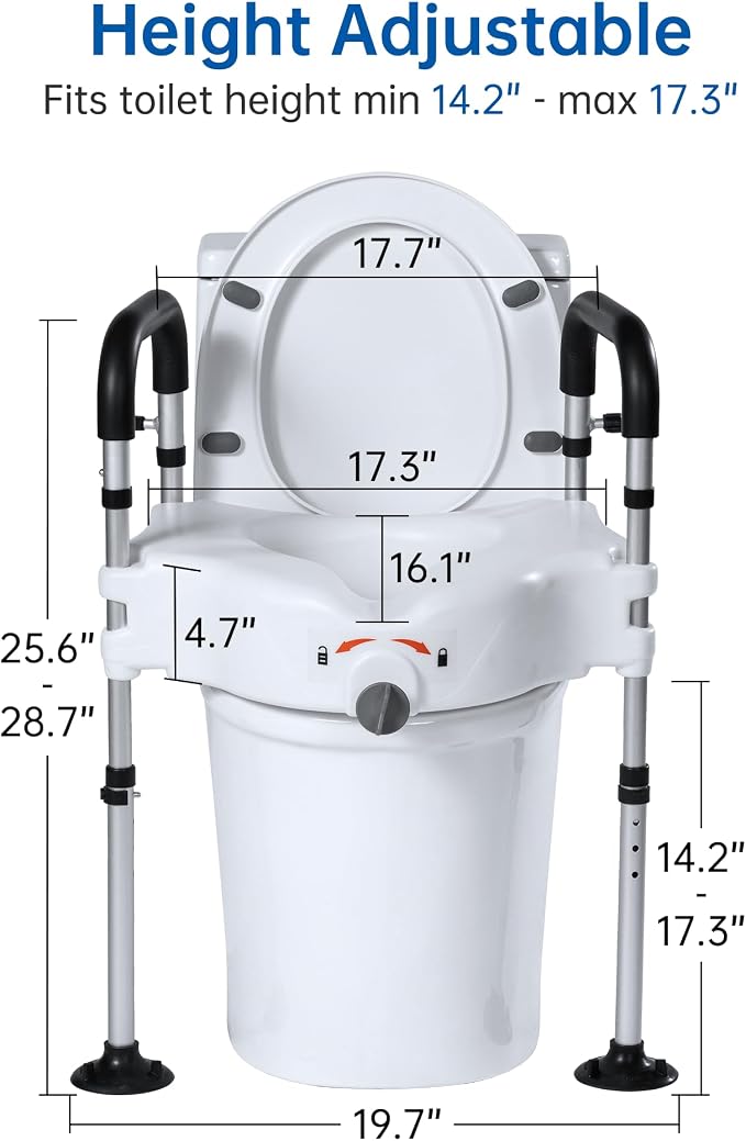 Asiento elevado para inodoro con manijas ajustable miniatura 2