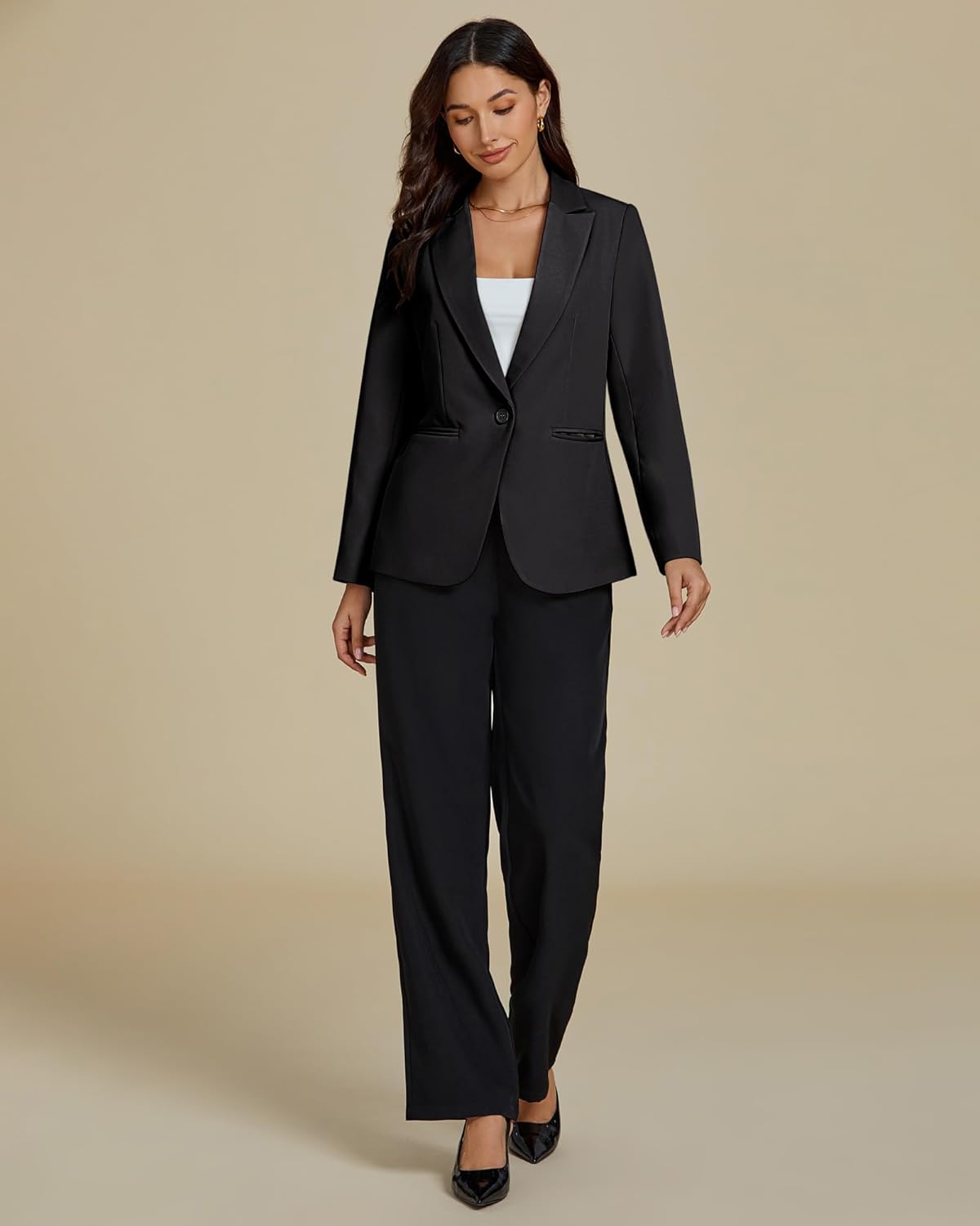 luvamia Dressy Blazers for Women Button Long Sleeve Lapel Business Casual Outfits Office Work Suit Blazer with Pockets - Image 7