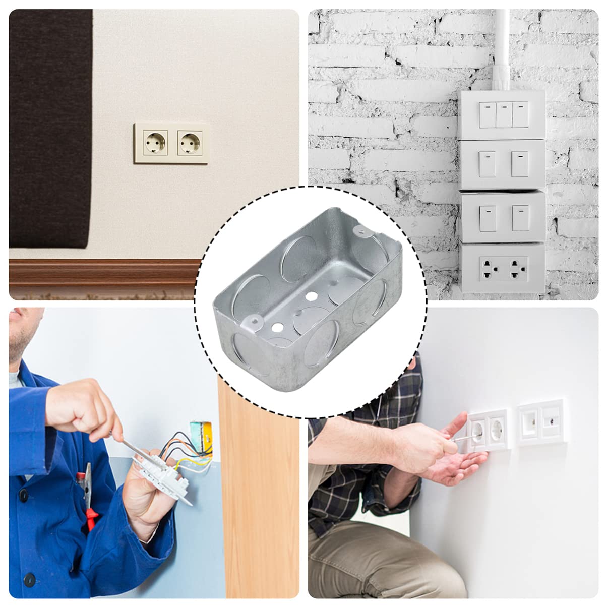 Electronics Case Switch Case Switch Case 3pcs Junction Box Socket Junction Box Wall Mounted Metal