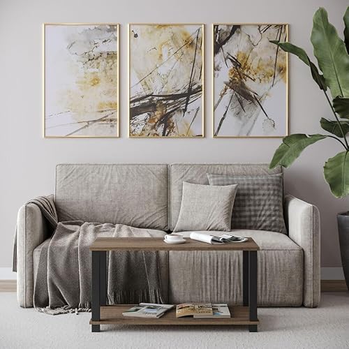 URBNLIVING 2-Tier Coffee Table with Shelf - Minimalist Style Side Table for Living Room, TV Stand, Compact Design - Easy Assembly, Durable Finish
