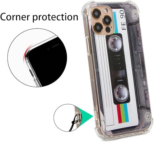 Miniatura 2 de Funda para teléfono con acabado mate, carcasa trasera suave resistente con esquinas reforzadas, TPU suave, carcasa de cinta de casete retro