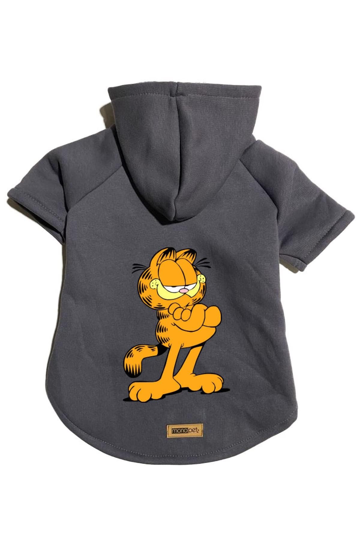 monopetz Kapişonlu Polar Sweatshirt Köpek ve Kedi Kıyafeti & Elbisesi - Garfield L Beden