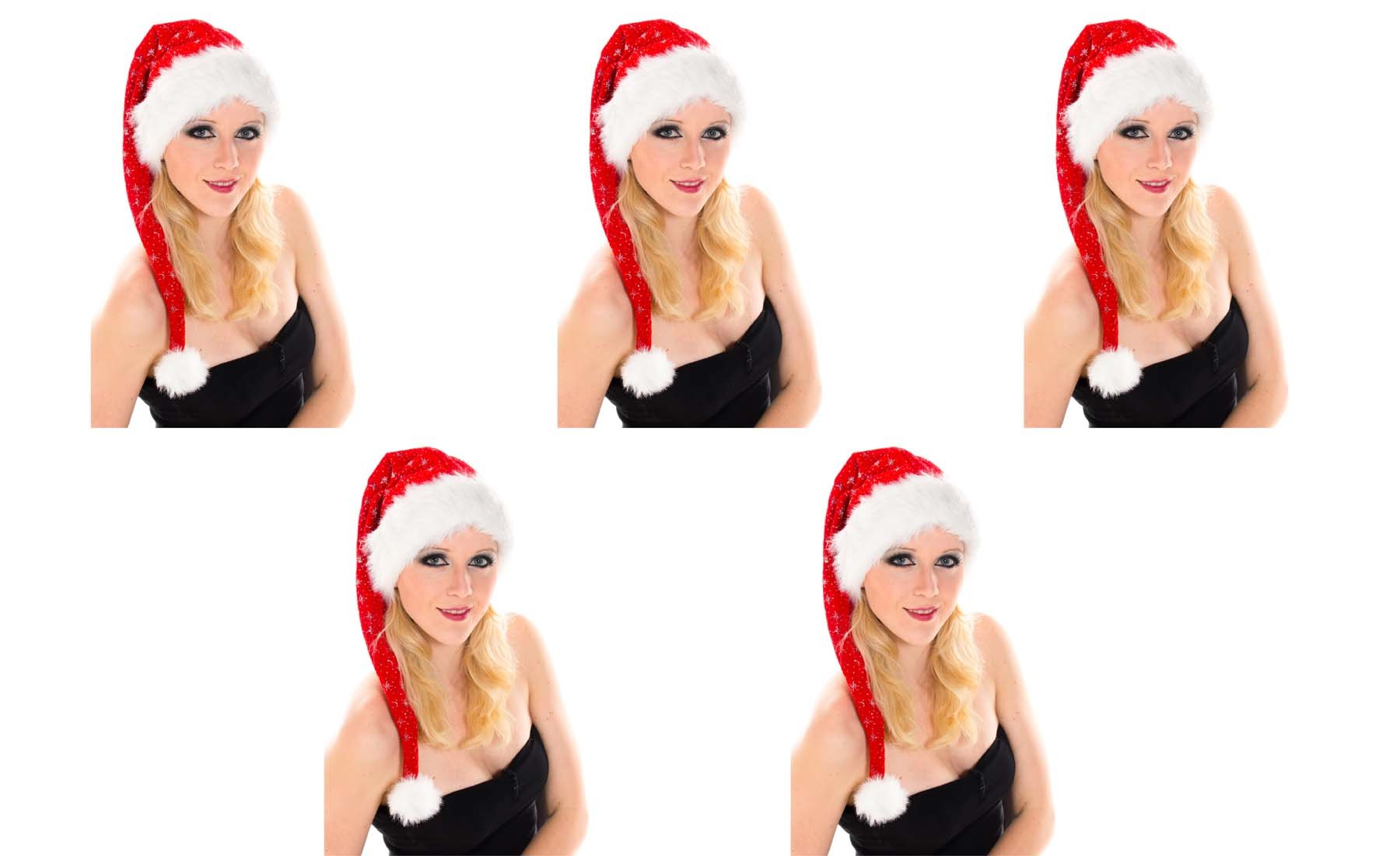 Ciffre 5 er Set Lange Weihnachtsmütze Nikolausmütze Rot Plüsch mit Glitzer Staub X5