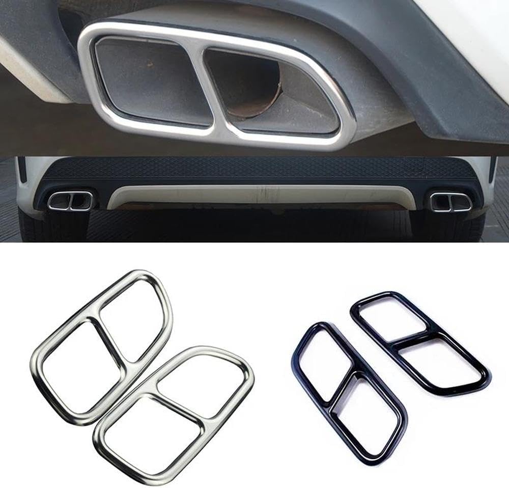 Spare Parts For Benz W117 CLA 2013-2016 Titanium Black/Silver Car Tail Throat Exhaust Pipe Muffler Tip Cover Trims 2Pcs/Sets(Titanium black)