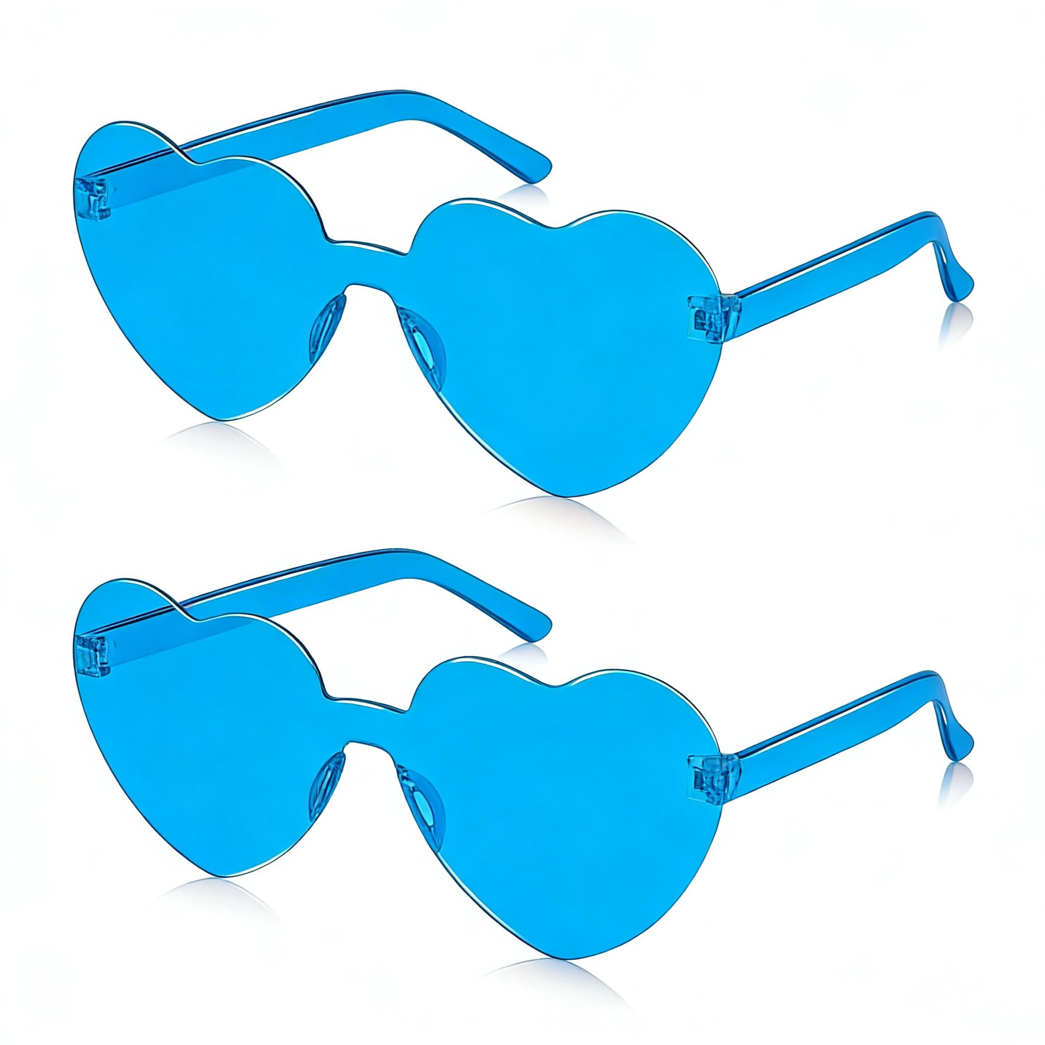 SelfTek Party Glasses Heart, 10 Pieces Heart Sunglasses Magic Colors Party Glasses, Hippie Glasses Heart Shape for Adults, Round Funny Party Glasses for Photo Props (Heart-2PCS-Blue) โ image 1