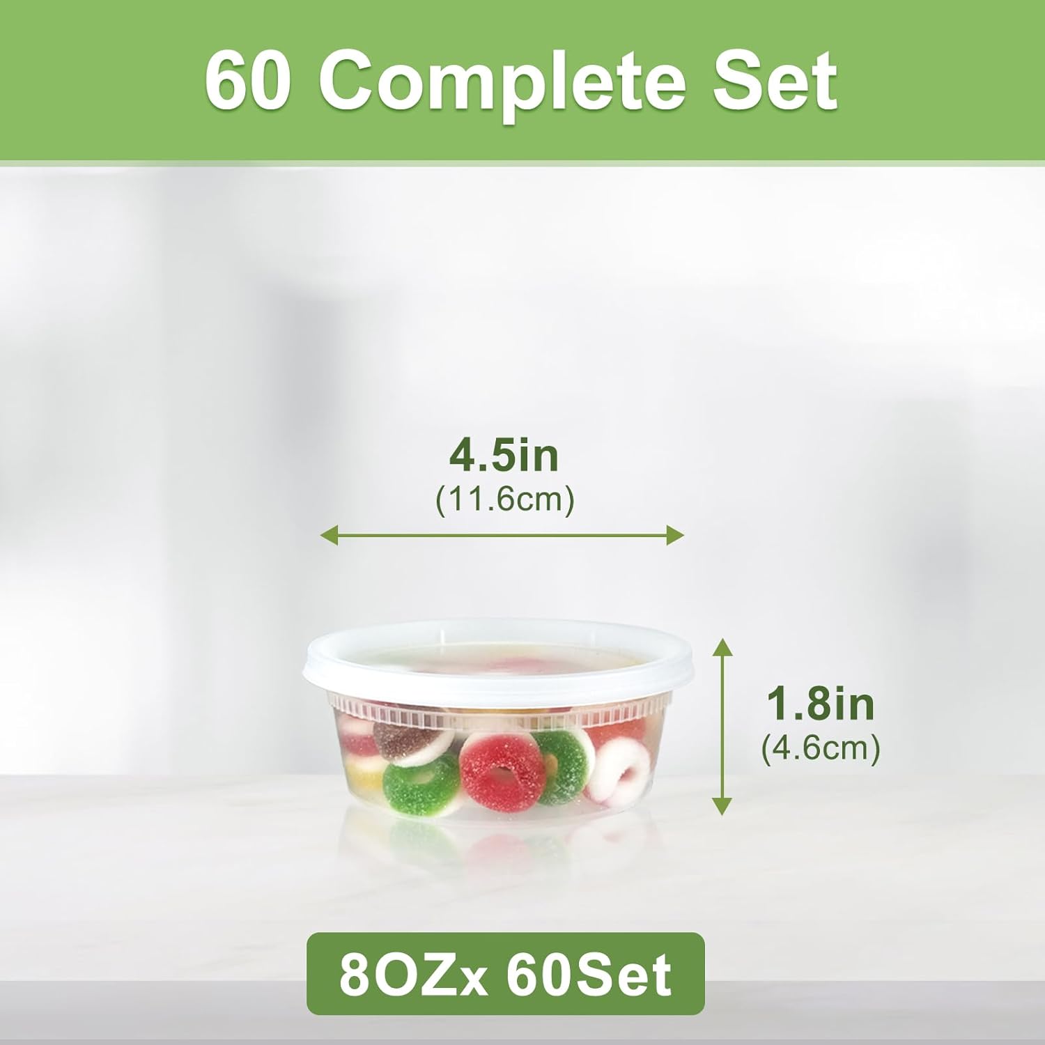 60 Sets (120-Piece) Deli Containers with Lids 8 oz, Leak-Proof & BPA Free Airtight Takeout Plastic Food Storage Containers for Soup, Freezer/Microwave/Dishwasher Safe - Image 2