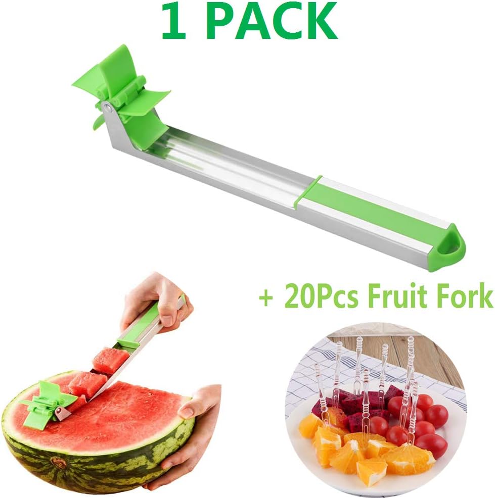 PASNOWFU 2019 NEW Stainless Steel Windmill Watermelon Slicer, Watermelon, Cucumber Windmill Block Stainless Steel Fruit Cutting Tool, Easy to Clean(1 Pack)