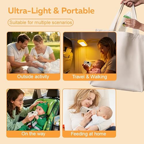 Miniatura 8 de Calentador de botellas portátil para viajes, calentamiento rápido y control preciso de temperatura con pantalla LCD, calentamiento de larga duración