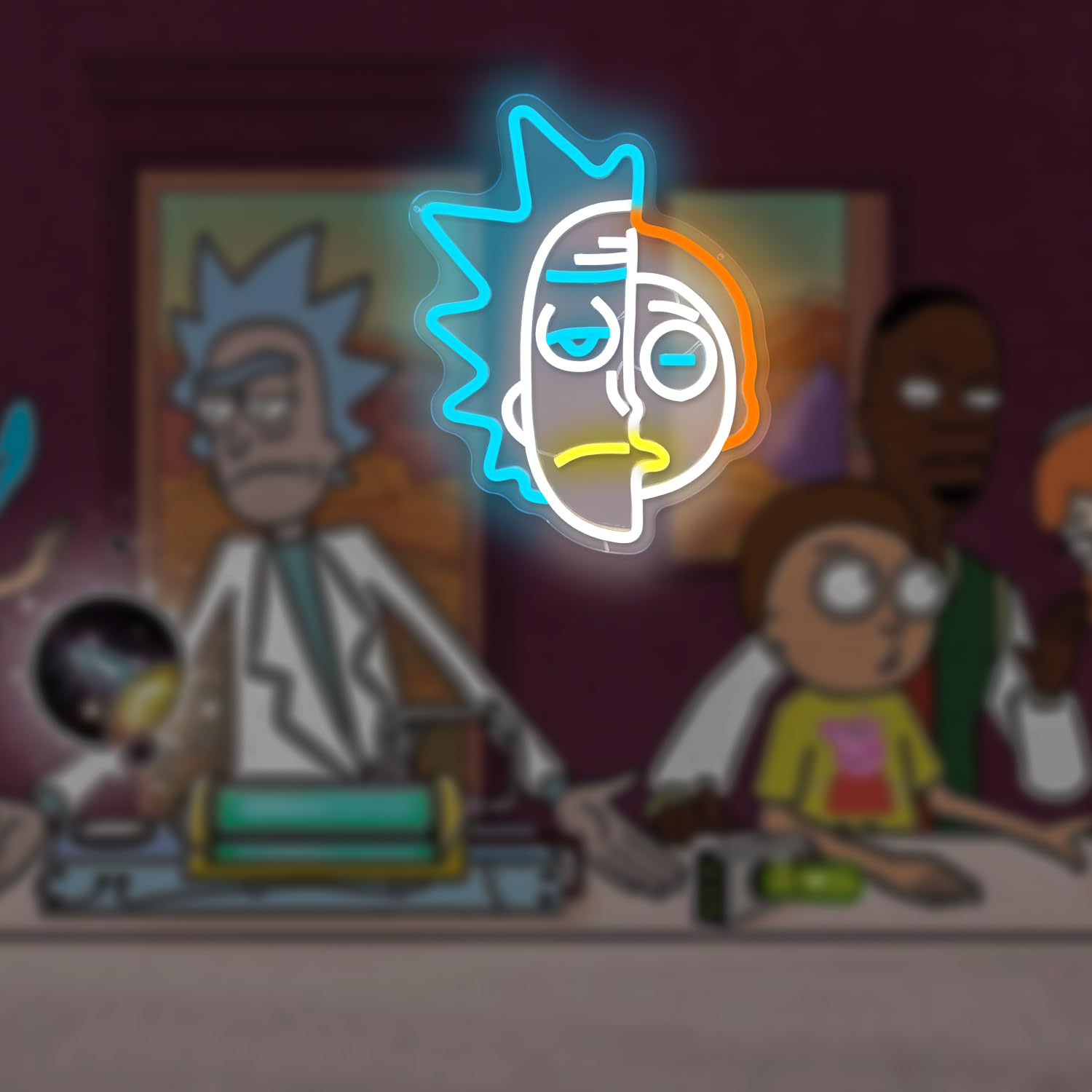 Letrero de neón de anime Rick y Morty, decoración de pared LED regulable, para dormitorio, sala de estar, sala de juegos y oficina en casa
