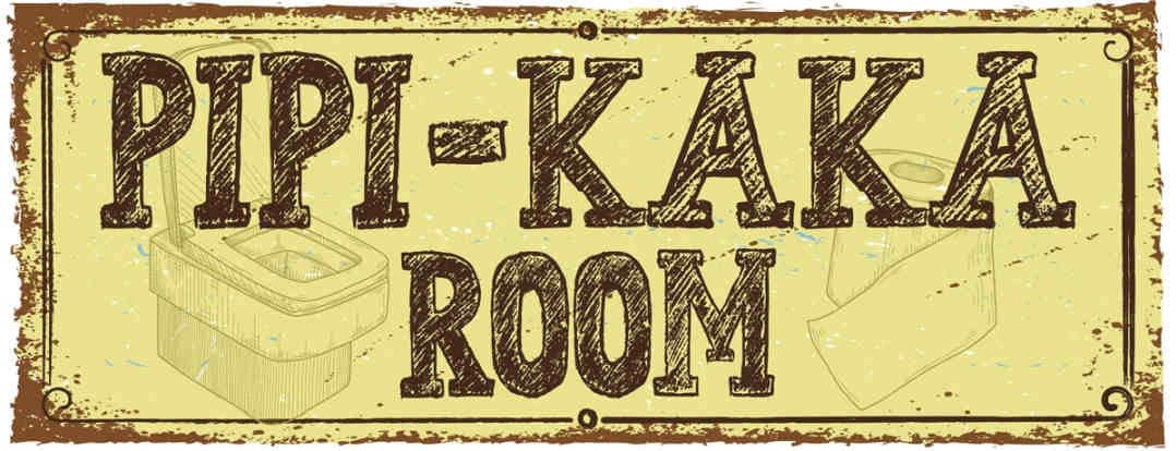 mrdeco Metal Sign 27 x 10 cm Curved Pipi-Kaka Room Decorative Tin Sign