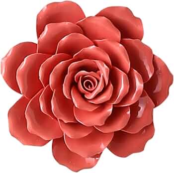 Keramische bloem muur decor sculptuur roze roos 3D muur opknoping kunst thuis woonkamer eetkamer huwelijkscadeau 12 cm