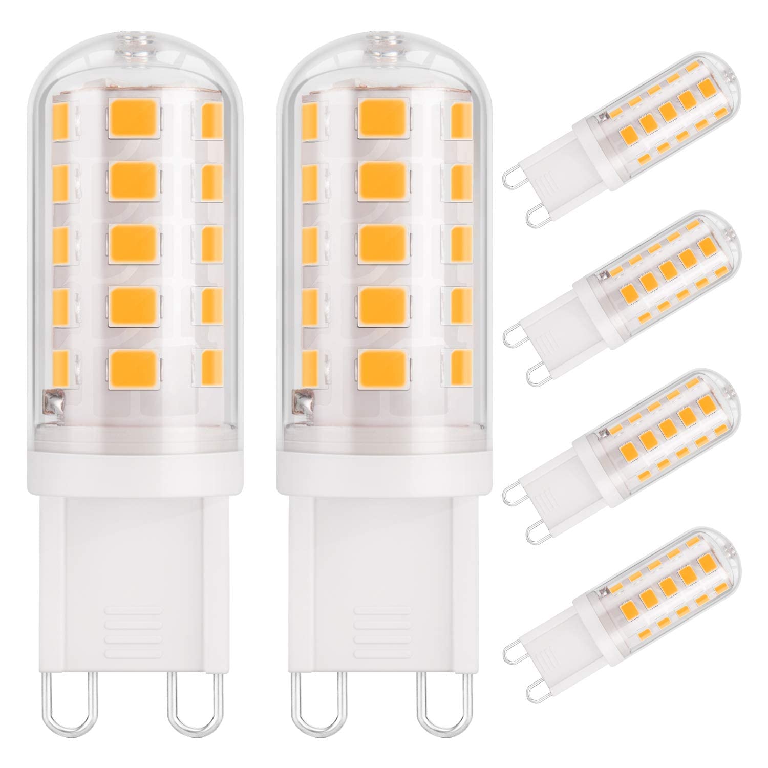BIGTHREEG9 LED Bulb 3000K, 6 Pcs 3W Capsule Bulb, 30-40W Halogen Equivalent, 430LM, Not Dimmable, Energy Saving G9 LED Light Bulbs for Chandelier Ceiling Lights(Warm White)
