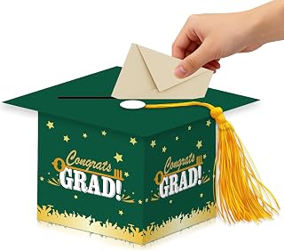 Graduation Card Box with Tassel – Cardboard Grad Card Holder for Graduation Party Decorations 2026, Large Capacity Money Box for Gift Cards Green