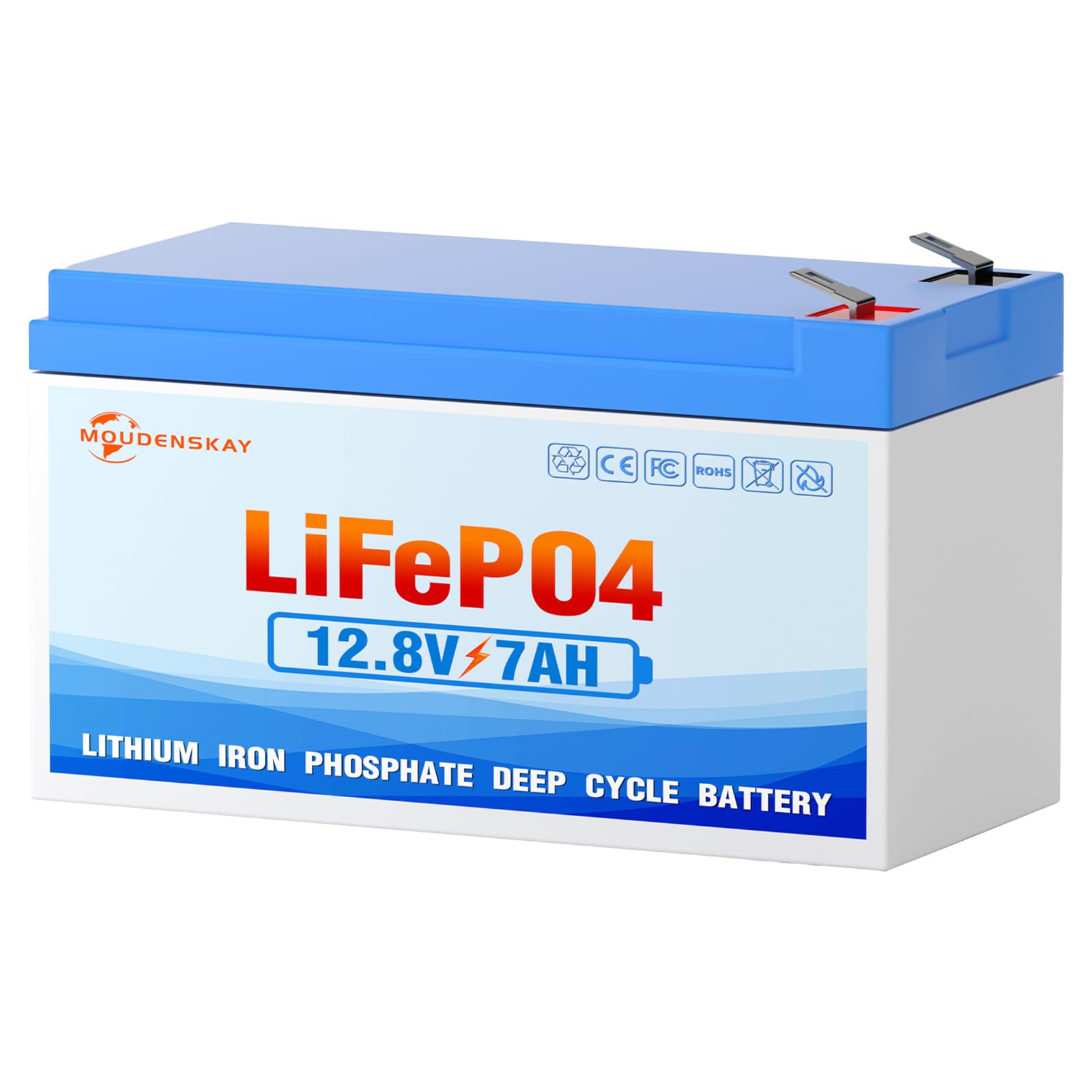 LiFePO4 akumulator litowy 12 V, 7 Ah, akumulator litowy 12 V, akumulator litowo-żelazowo-fosforanowy, z ponad 2500 razy głębokim cyklem i ochroną BMS do awaryjnego oświetlenia prądu