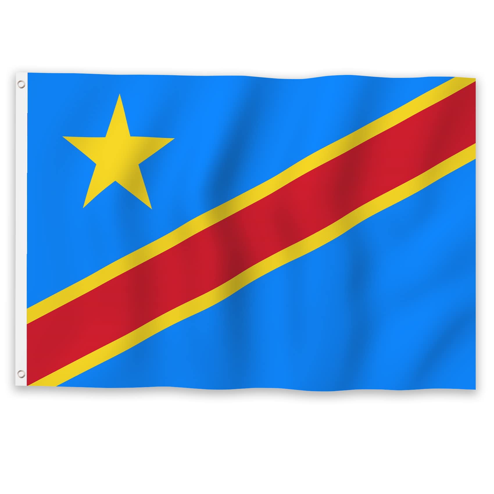 Drapeau du Congo 1,5 x 2,4 m YongFoto avec finitions cousues de haute qualité