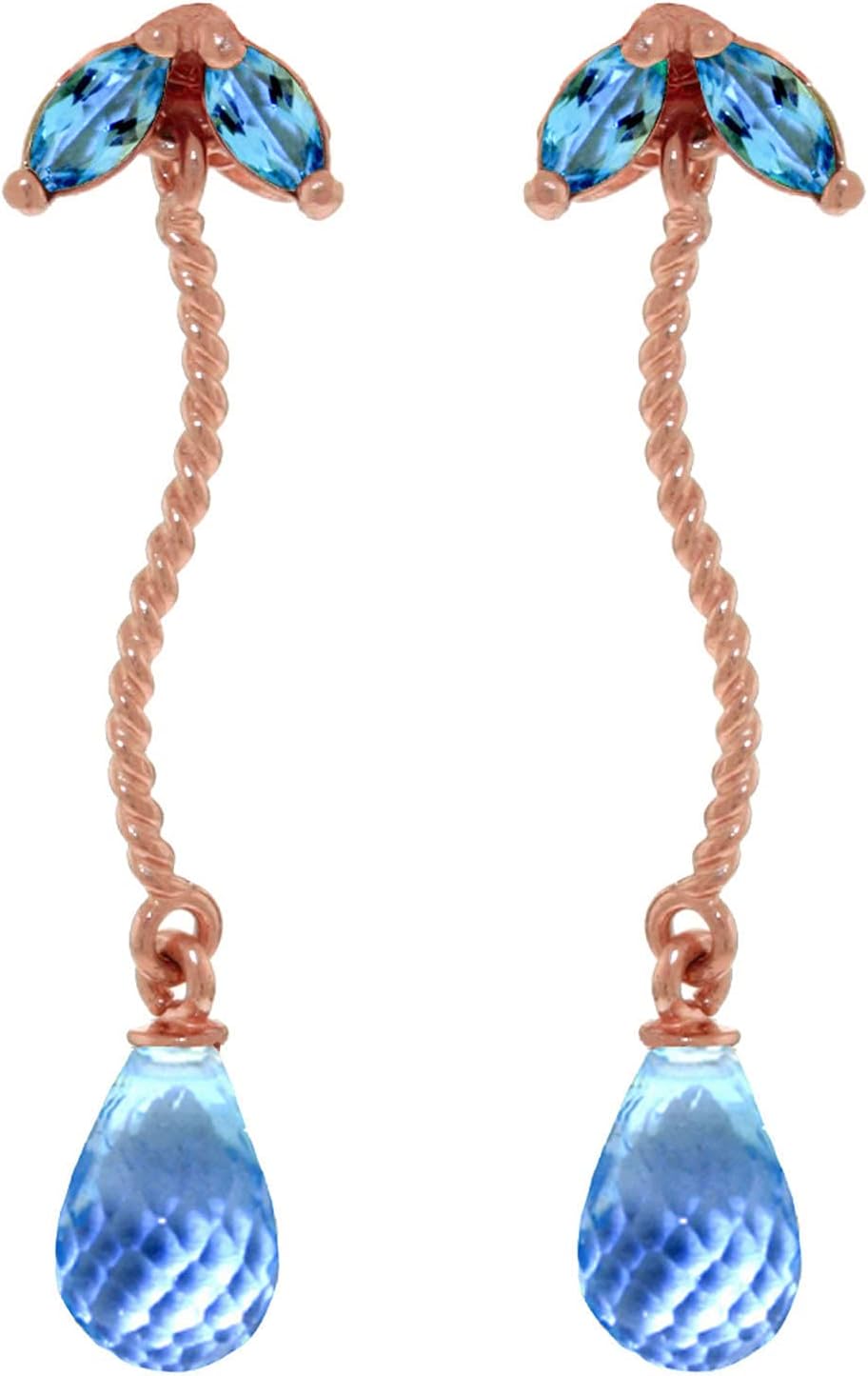 Galaxy Gold GG 14k Solid Gold Chandelier Earrings with Natural Blue Topaz