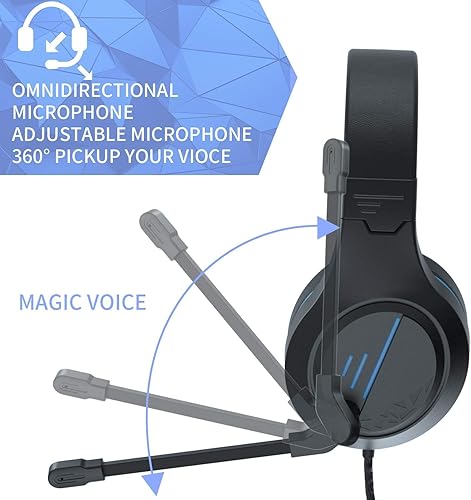 Miniatura 3 de MH601 Auriculares azules con micrófono Auriculares con cable con micrófono de cancelación activa de ruido, auriculares estéreo Jack de audio de