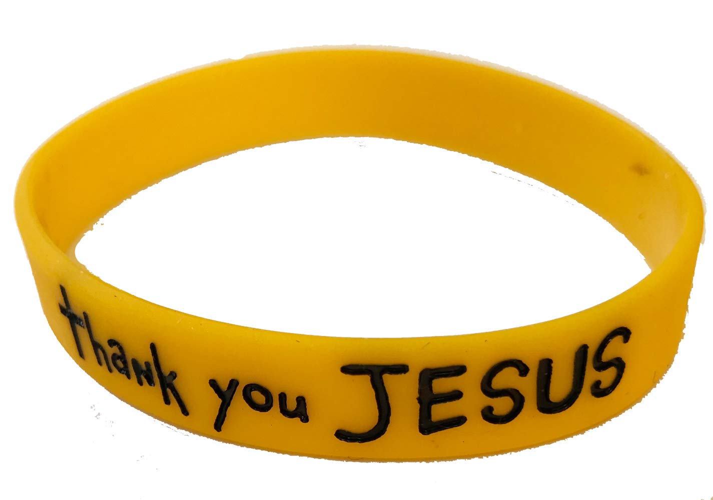 Memory Cross Thank You Jesus Yellow Silicone Bracelet - Set of 4
