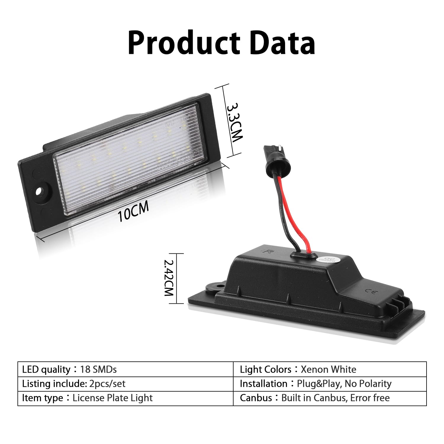 Luces LED para Matrícula, Libre de Errores Luces de Matrícula Traseras Reemplazo, SMD Blanca Brillante, Compatible con Hyundai IX35 Tucson Tyb LM, Ki-a MK4 BD K3 Forte MK3 etc,.2 Luces