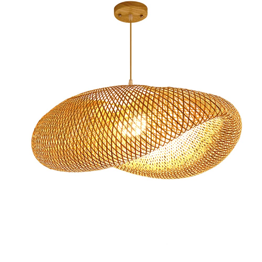 LYMSXAZOU Bamboo Pendant Light Natural Material Handwoven Rattan Chandelier Southeast Asia Style Hanging Fixture For Living Room Bedroom Restaurant Cafe Teahouse Bar Dining