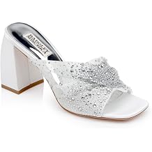 Badgley Mischka Womens Camelia Crystal-embellished Peep-toe Mules With Block Heel