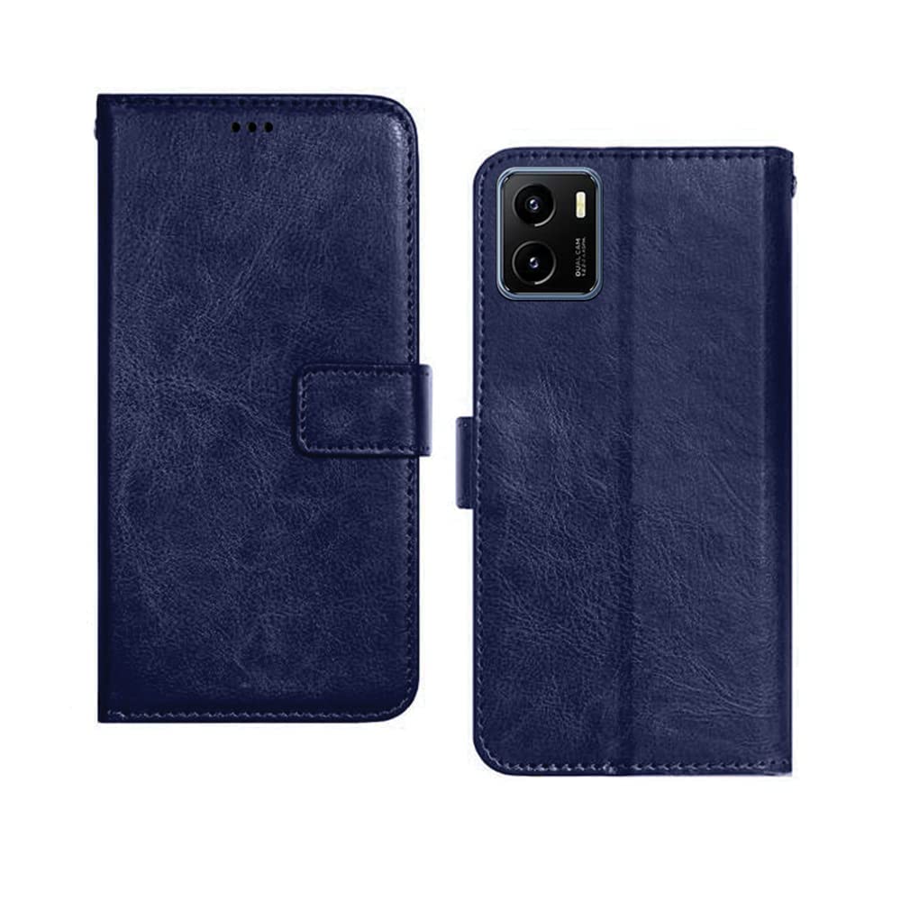 CELLTECH Creation Vivo Y15s Flip Case | Premium Leather Finish Flip Cover | with Card Pockets | Wallet Stand |Complete Protection Flip Cover for Vivo Y15s (Blue)