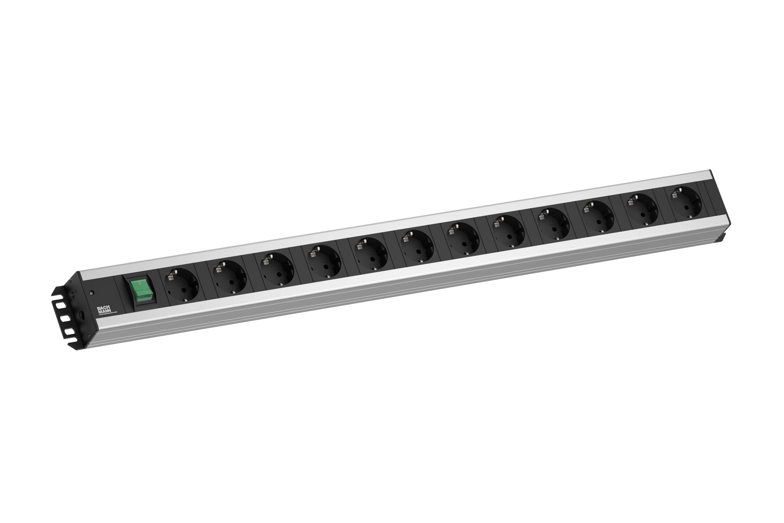 Bachmann Steckdosenleiste HANDWERKERLEISTE 12-Fach mit Schalter 2m Kabel Mehrfachsteckdose für Handwerk Grau 300.005 (extra Robustes Design)
