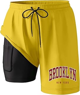 Bañador corto para hombre con forro de compresión, entrepierna interior, bañador con bolsillos, protección de fitness