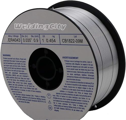 WeldingCity ER4043 Alambre de soldadura MIG de aluminio 1-Lb carrete 0.030" (0.8mm)