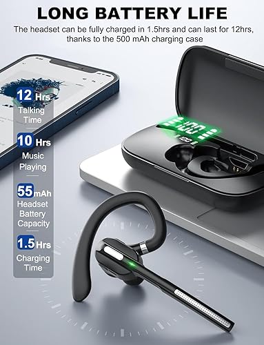 Miniatura 2 de Bluetooth Headset, Wireless Headset with Battery Display Charging Case