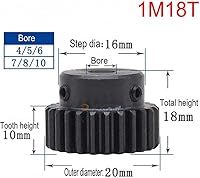 Vista 2 de Alta precisión 1 Mod 18T Engranaje recto 45 # Acero Engranaje de piñón de servicio pesado 0.394 in Diámetro con paso x 1 pieza