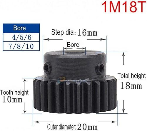 Miniatura 33 de Alta precisión 1 Mod 30T Engranaje recto 45 # Acero Engranaje de piñón de servicio pesado 0.250 in Diámetro con paso x 1 pieza
